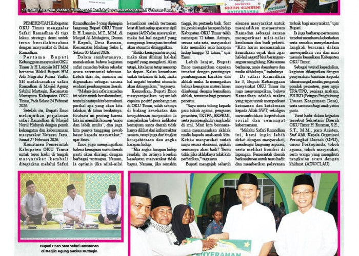 Enos - Yudha Gelar Safari Ramadhan, Optimis dengan Nilai Kemuliaan Hingga Tercapainya Pembangunan di OKU Timur