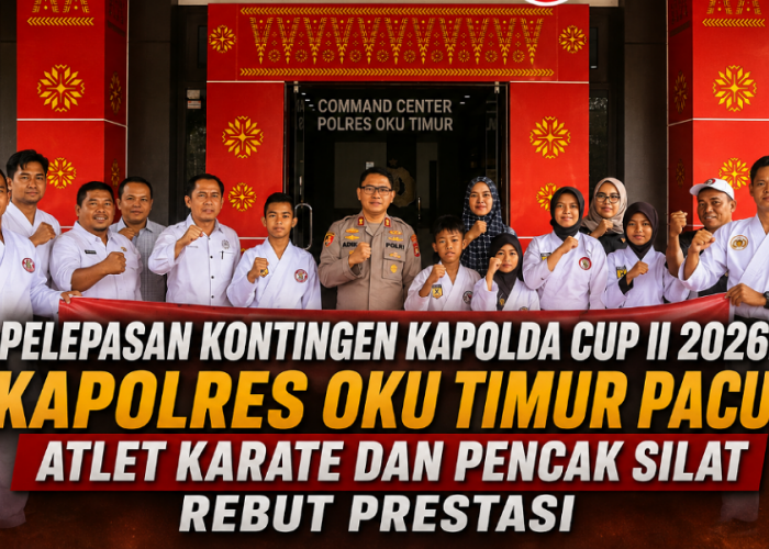 Pelepasan Kontingen Kapolda Cup II 2026: Kapolres OKU Timur Pacu Atlet Karate dan Pencak Silat Rebut Prestasi