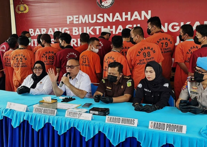 Tekan Peredaran Gelap Narkoba, Polda Sumsel Musnahkan Ribuan Gram Sabu dan Belasan Ribu Butir Ekstasi