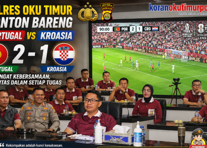 Laga Portugal Tumbangkan Kroasia 2-1, Polres OKU Timur Dekati Warga Melalui Nobar Piala Dunia 2026