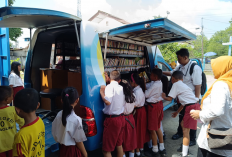 Tingkatkan Kegemaran Siswa Membaca, Mobil Perpustakaan Keliling Kunjungi Sekolah SD Negeri 10 Kayuagung
