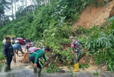 Longsor Kembali Tutup Sebagian Jalan Liku Jagok OKU Selatan