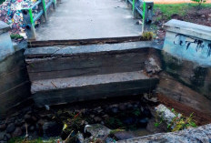 Diguyur Hujan Lebat, Jembatan Penghubung Dua Desa di Mekakau Ilir Roboh