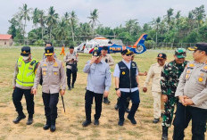 Didampingi Kapolda dan Pangdam, PJ Gubernur Sumsel Gunakan Helikopter Dauphin Polri Tinjau Jembatan