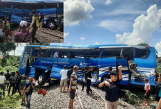 Mobil Bus Putra Sulung Ringsek Disambar Kereta Api, Korban Banyak Berjatuhan Satu Orang Dikabarkan Meninggal